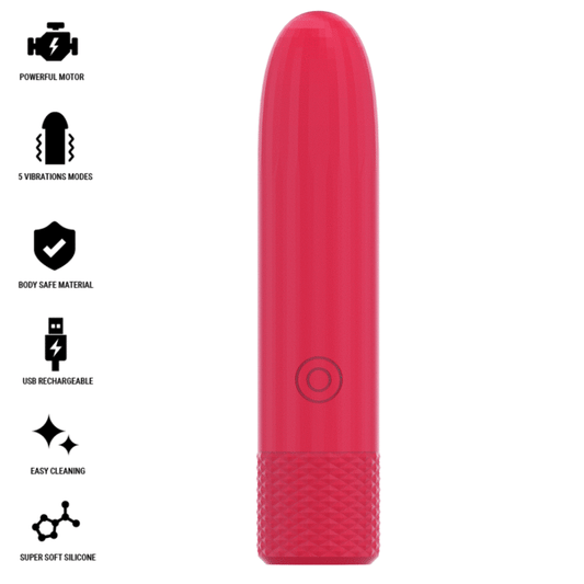 INTENSE - SYMONE BULLET VIBRANT RECHARGEABLE USB 8 VIBRATIONS ROUGE 10 X 2,2 CM